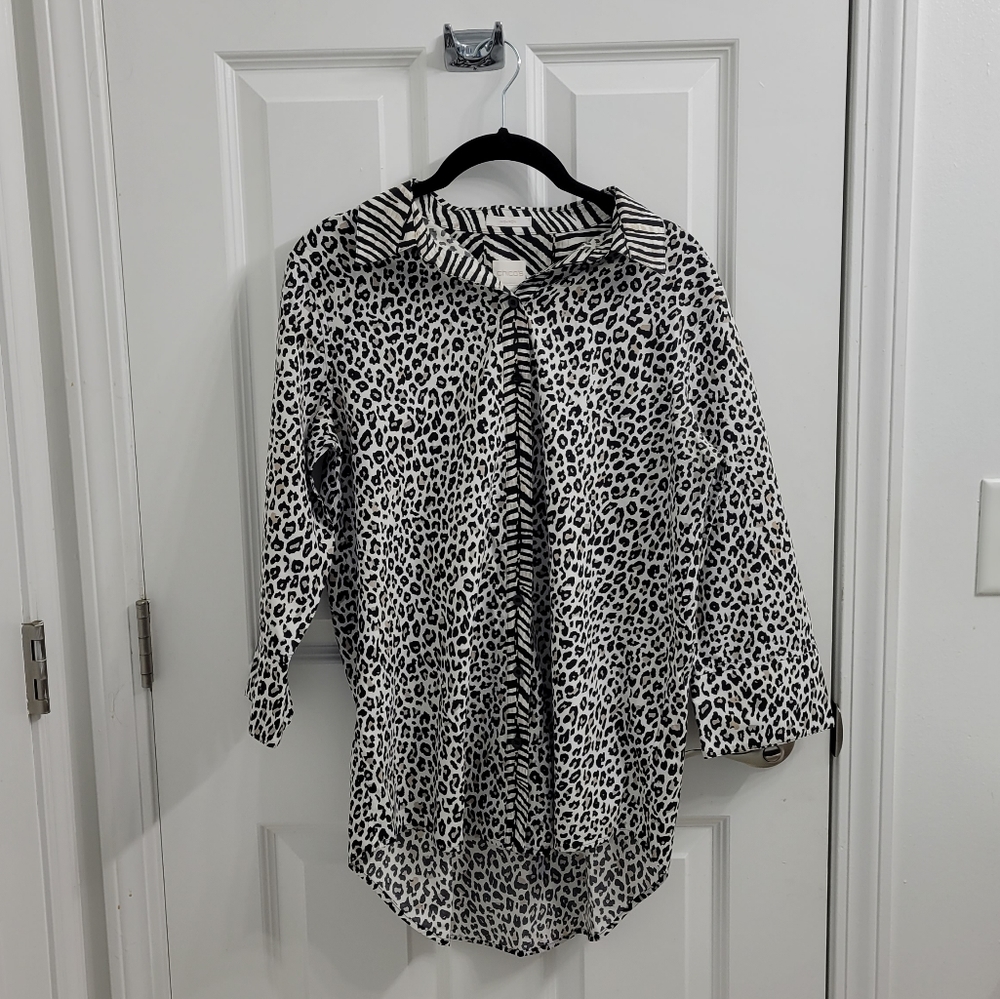 Chicos Cheetah Chic Chena Button Down - image 1